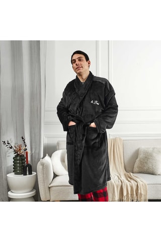 Fleece Badjas - Zwart
