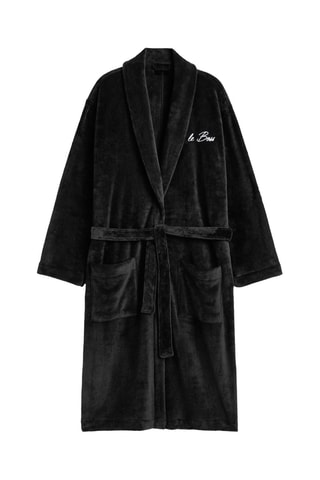 Fleece Badjas - Zwart