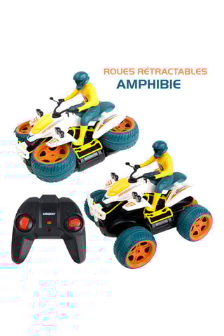 Véhicule amphibie télécommandé   Jaune, bleu et rouge - Dès 6 ans