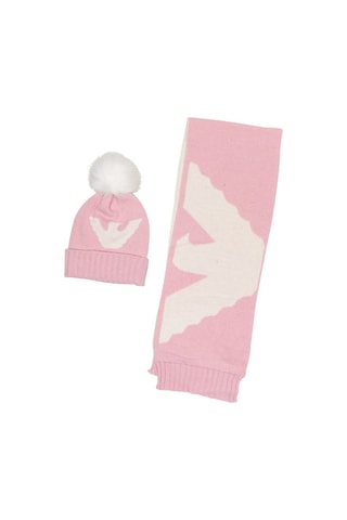 Gorro e écharpe em lã - Rosa
