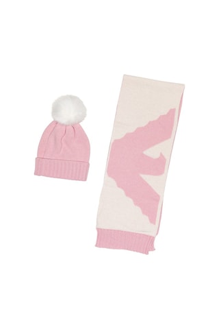 Gorro e écharpe em lã - Rosa