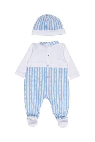 Gorro e babygro - Branco e azul-celeste