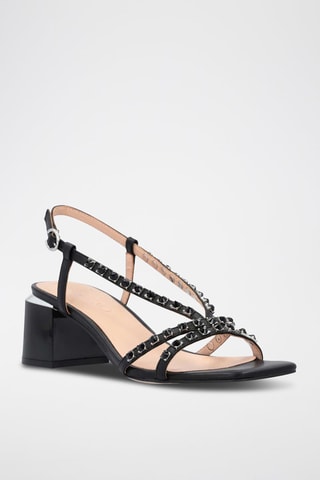Mules de salto em couro de cabra - Preto