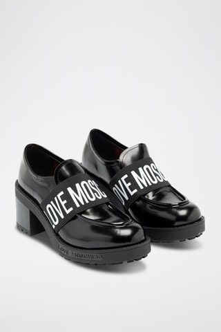 Mocassins com plataforma em couro - Preto