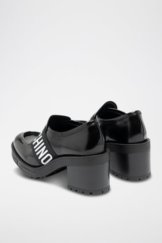 Mocassins com plataforma em couro - Preto