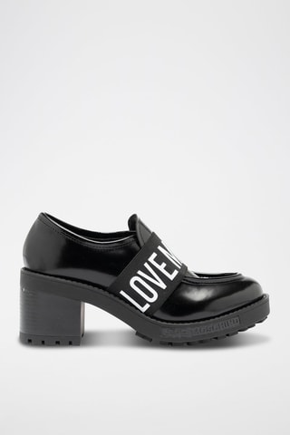 Mocassins com plataforma em couro - Preto