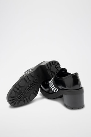 Mocassins com plataforma em couro - Preto