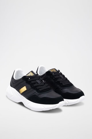 Sapatilhas em nobuck - Preto e dourado