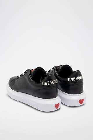 Sneakers com plataforma em couro - Preto