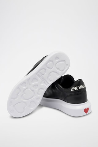 Sneakers com plataforma em couro - Preto
