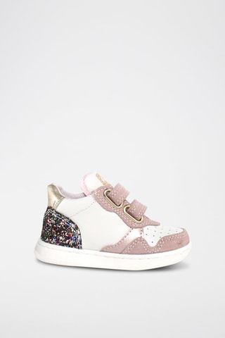 Sapatilhas em couro de vitelo - Branco e rosa