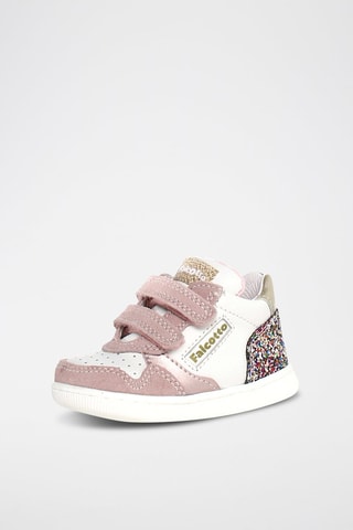 Sapatilhas em couro de vitelo - Branco e rosa