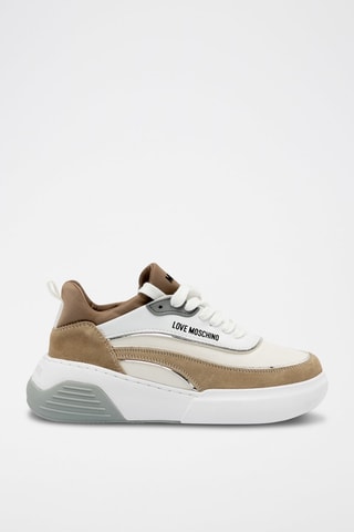 Sneakers com plataforma em couro - Branco