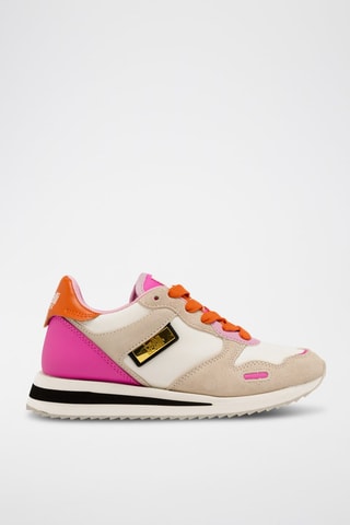 Sapatilhas em nobuck - Bege e rosa