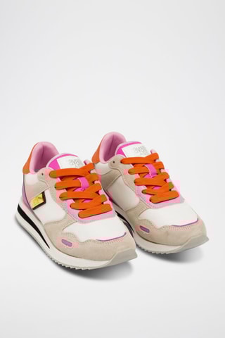 Sapatilhas em nobuck - Bege e rosa
