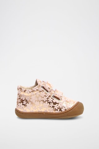 Sapatilhas em couro nappa - Rosa e dourado
