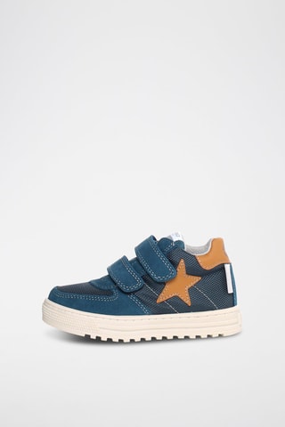 Sapatilhas em nobuck - Azul e camel