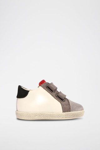 Sapatilhas em couro de vitelo - Creme e toupeira