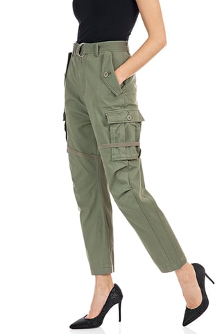 Calças Cargo de cintura subida Comfort - Verde