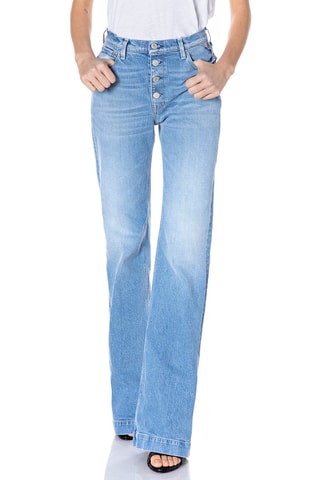 Calças de ganga com cintura subida Wide Leg Bevelyn - Azul