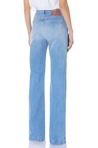 Calças de ganga com cintura subida Wide Leg Bevelyn - Azul