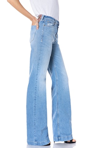 Calças de ganga com cintura subida Wide Leg Bevelyn - Azul
