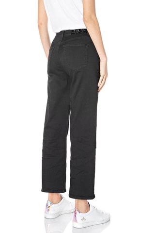 Calças de ganga de cintura subida Wide Leg Reyne - Preto
