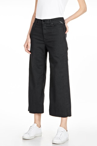 Calças de ganga de cintura subida Wide Leg Fahra - Preto