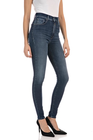 Calças de ganga com cintura subida Super Skinny Leyla - Azul