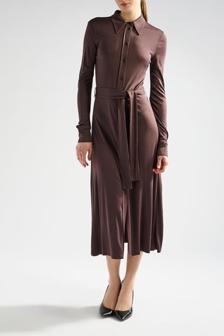 Vestido-camisa - Castanho
