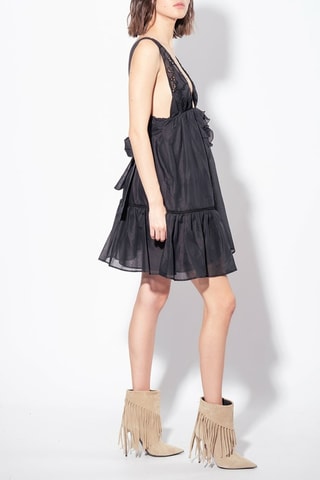 Vestido com folhos - Preto