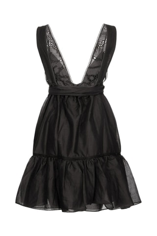 Vestido com folhos - Preto