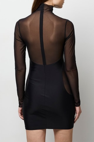 Vestido justo bi-matéria - Preto