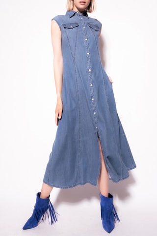 Vestido-camisa de ganga - Azul