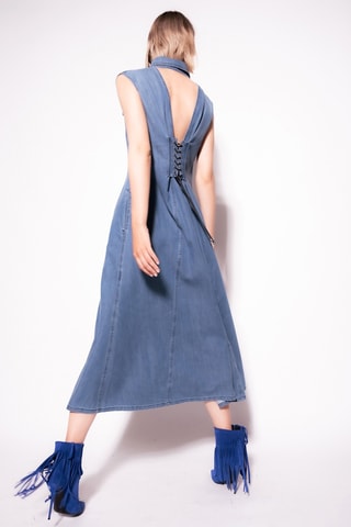 Vestido-camisa de ganga - Azul