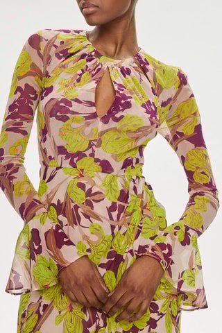 Vestido traçado - Verde-lima e rosa