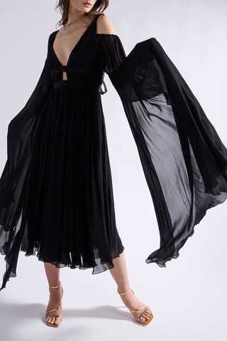 Vestido plissado - Preto