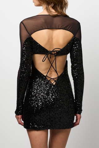 Vestido justo bi-matéria - Preto