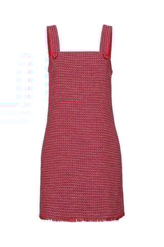 Vestido-jardineiras em tweed - Vermelho