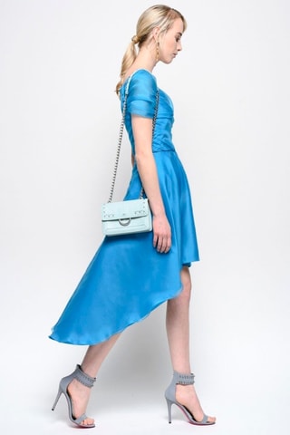 Vestido estilo patinadora em seda - Azul-elétrico