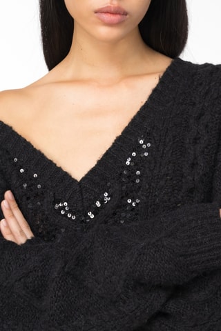 Vestido-camisola em lã e alpaca - Preto