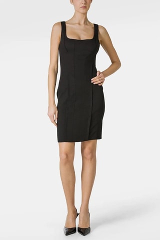 Vestido justo de linho - Preto