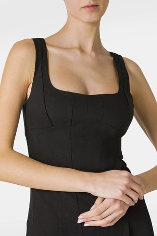 Vestido justo de linho - Preto