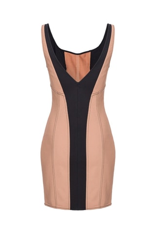 Vestido justo - Nude e preto