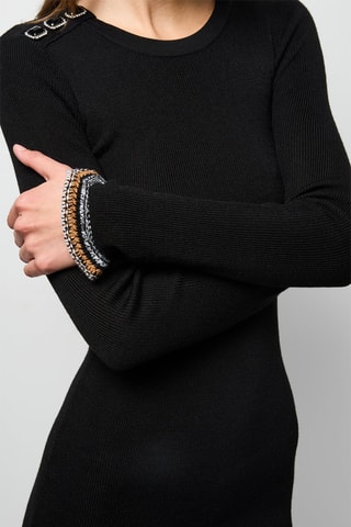Vestido justo em lã- Preto