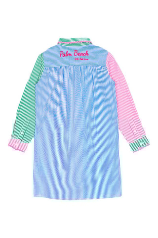 Vestido-camisa - Azul e rosa