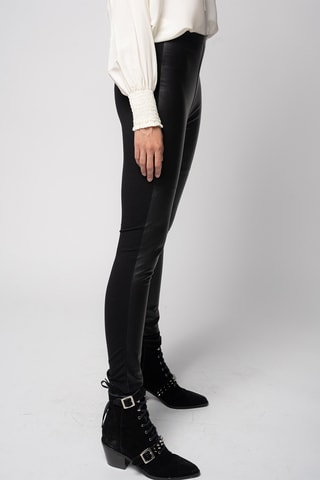 Leggings em couro de cordeiro - Preto