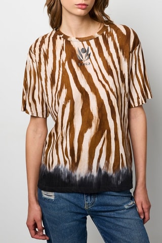 T-shirt em linho - Castanho