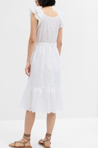 Robe midi en broderie anglaise - Blanc