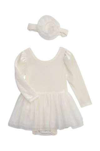Body-robe et bandeau en velours - Ivoire